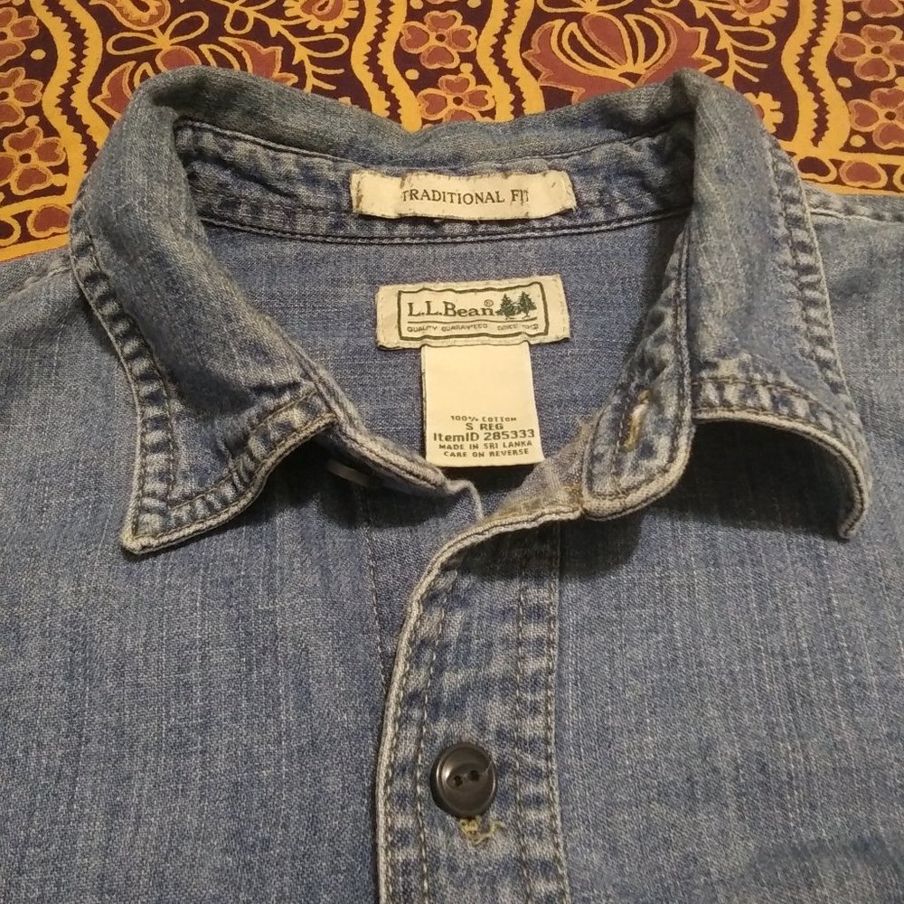 L.L. Bean long sleeve denim button down shirt